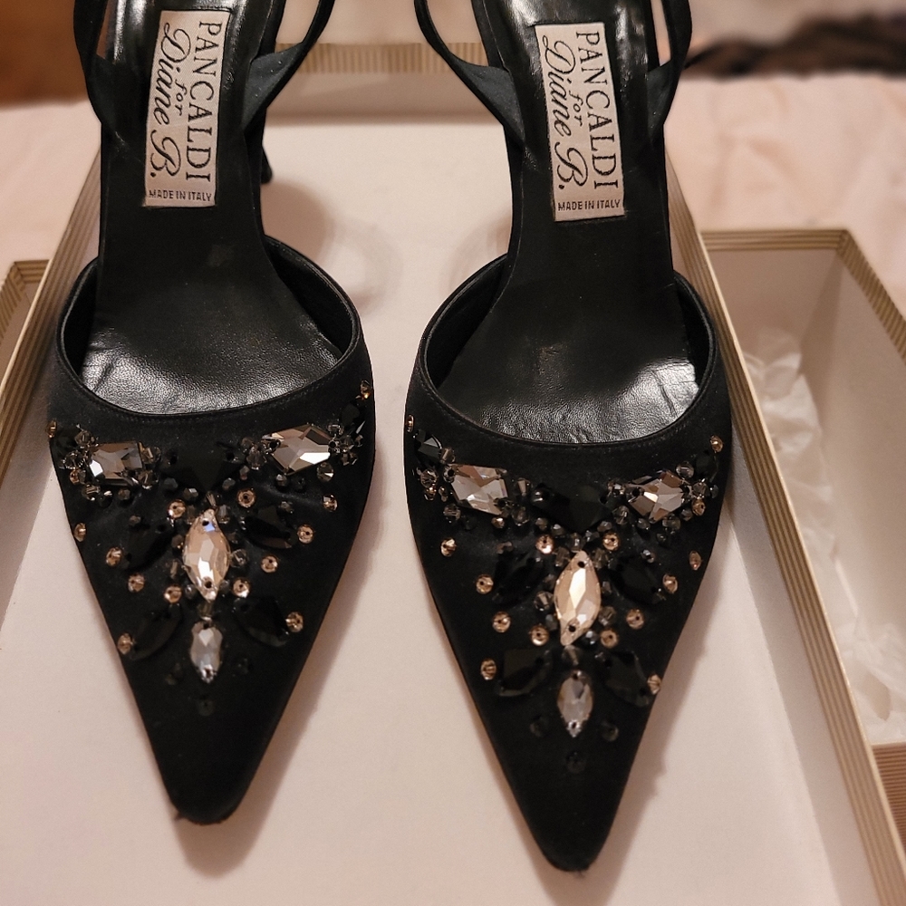 Pancaldi for Diane B black evening slingbacks